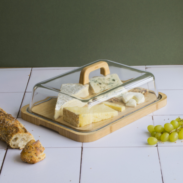 Plateau à fromage avec cloche en verre